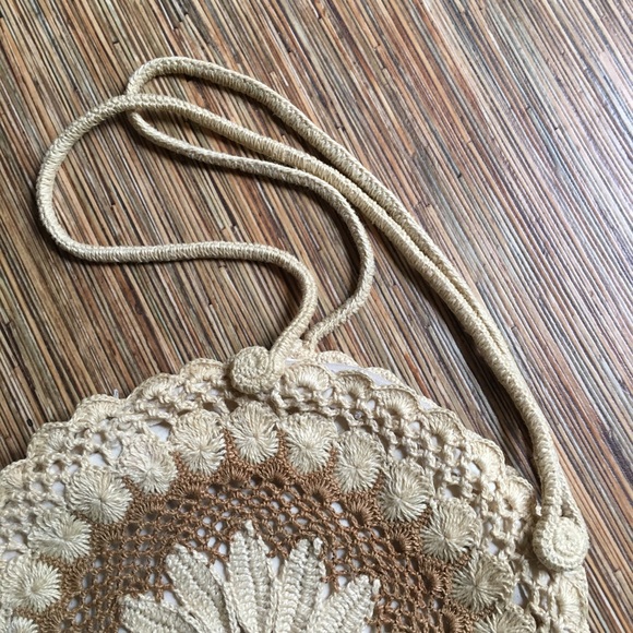 Handmade Handbag Crochet Lined Shoulder Bag 13” - Picture 2 of 10